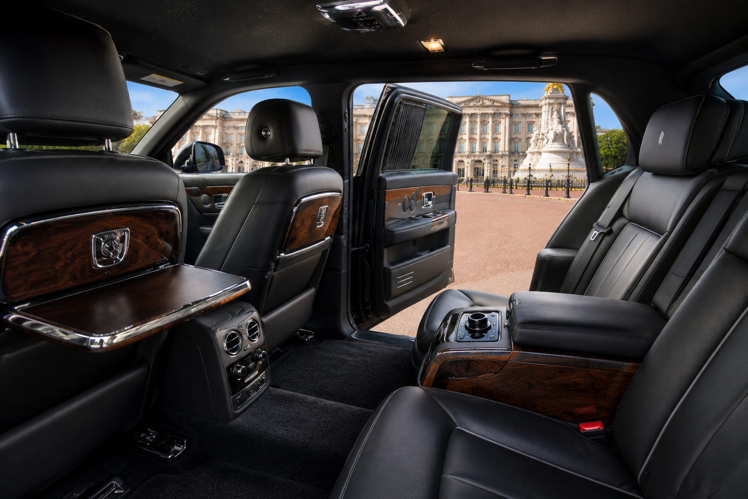 Luxury chauffeur car interior with executive seating