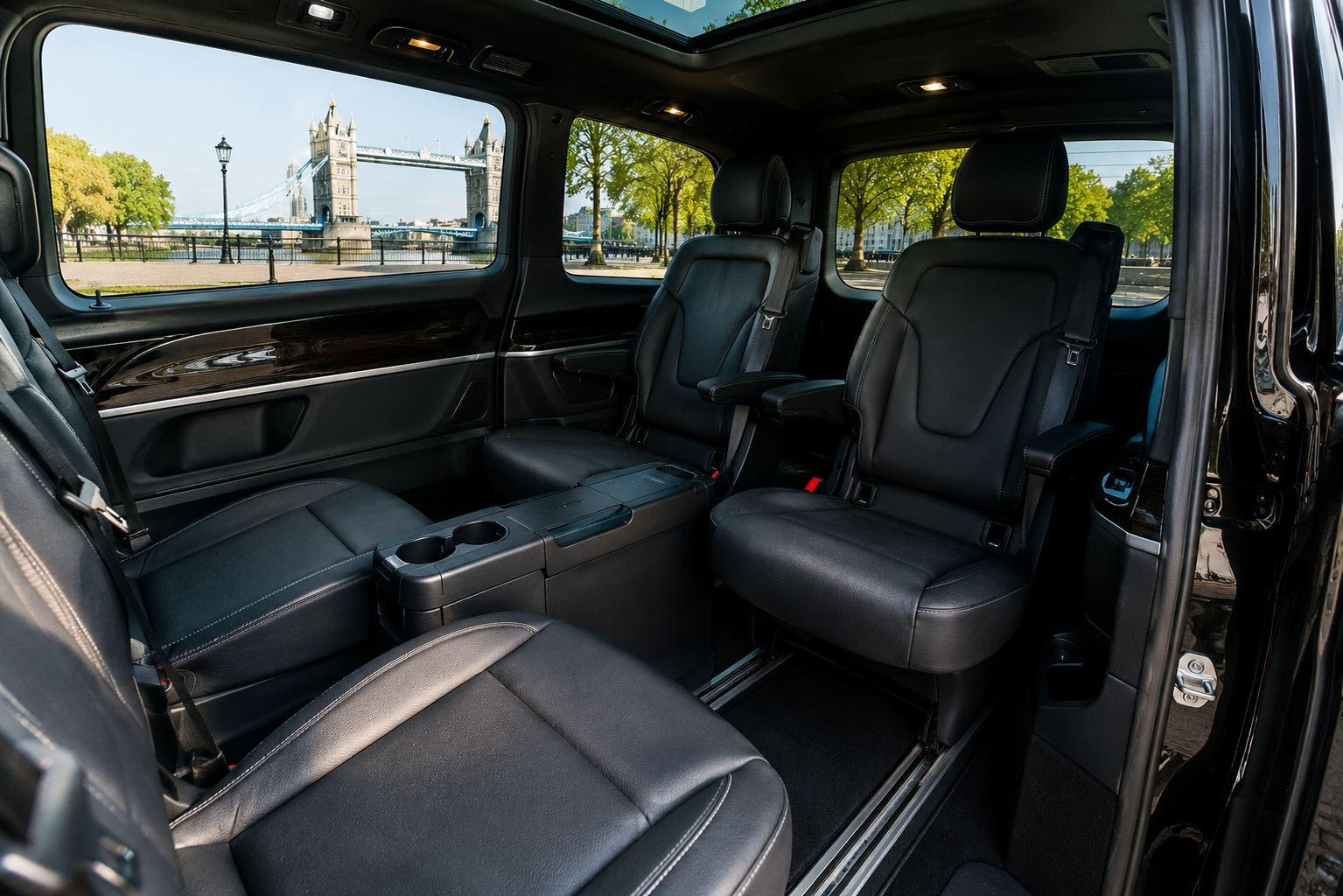 Executive Mercedes chauffeur luxury vehicle interior