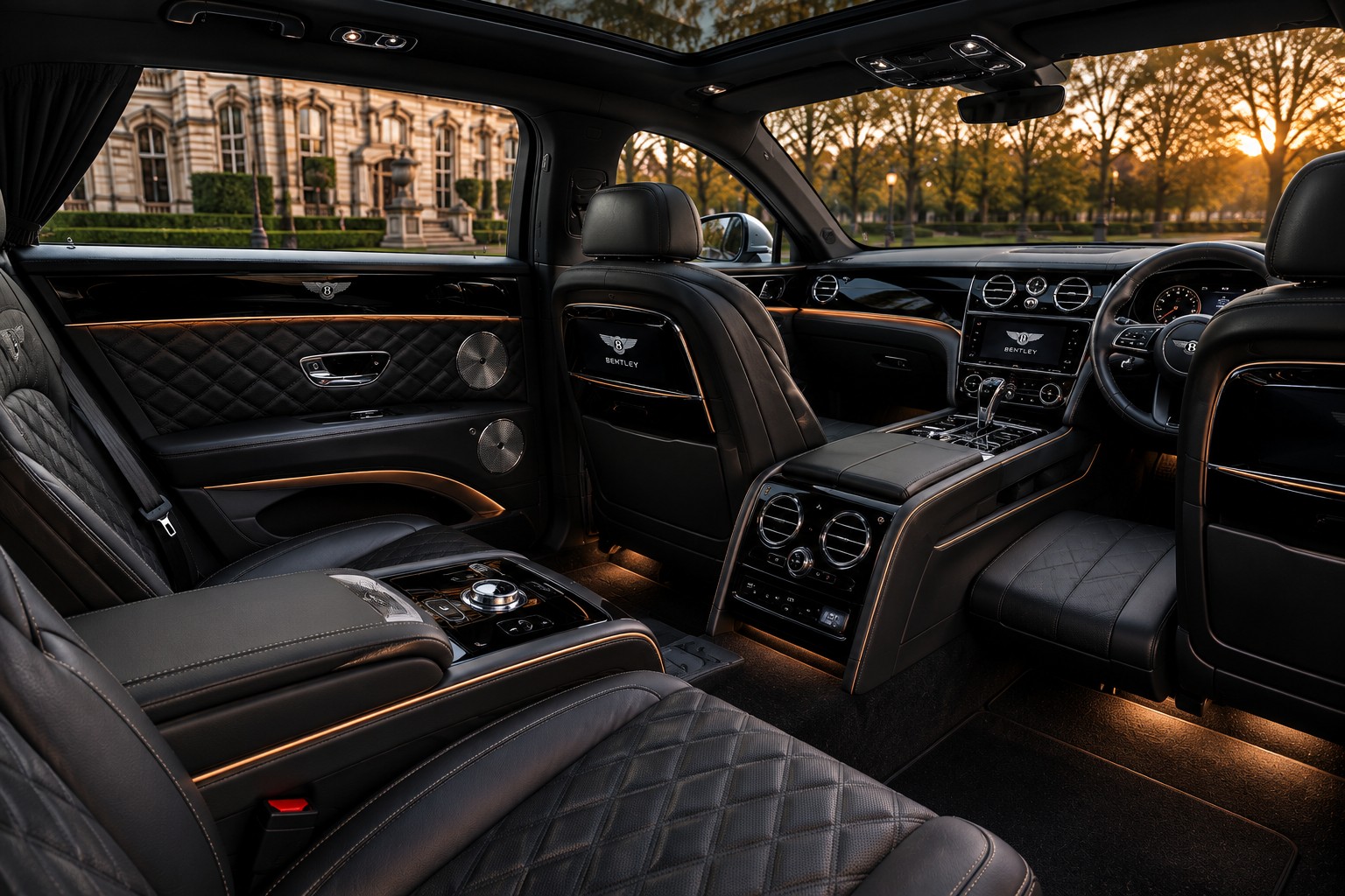 Luxury business chauffeur vehicle interior in London