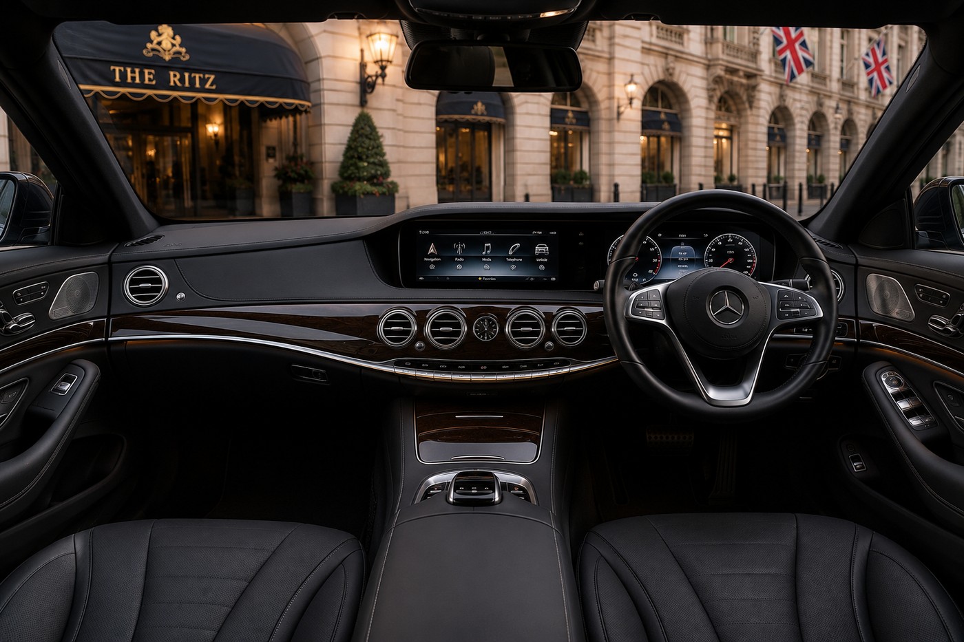 Executive chauffeur vehicle interior in London