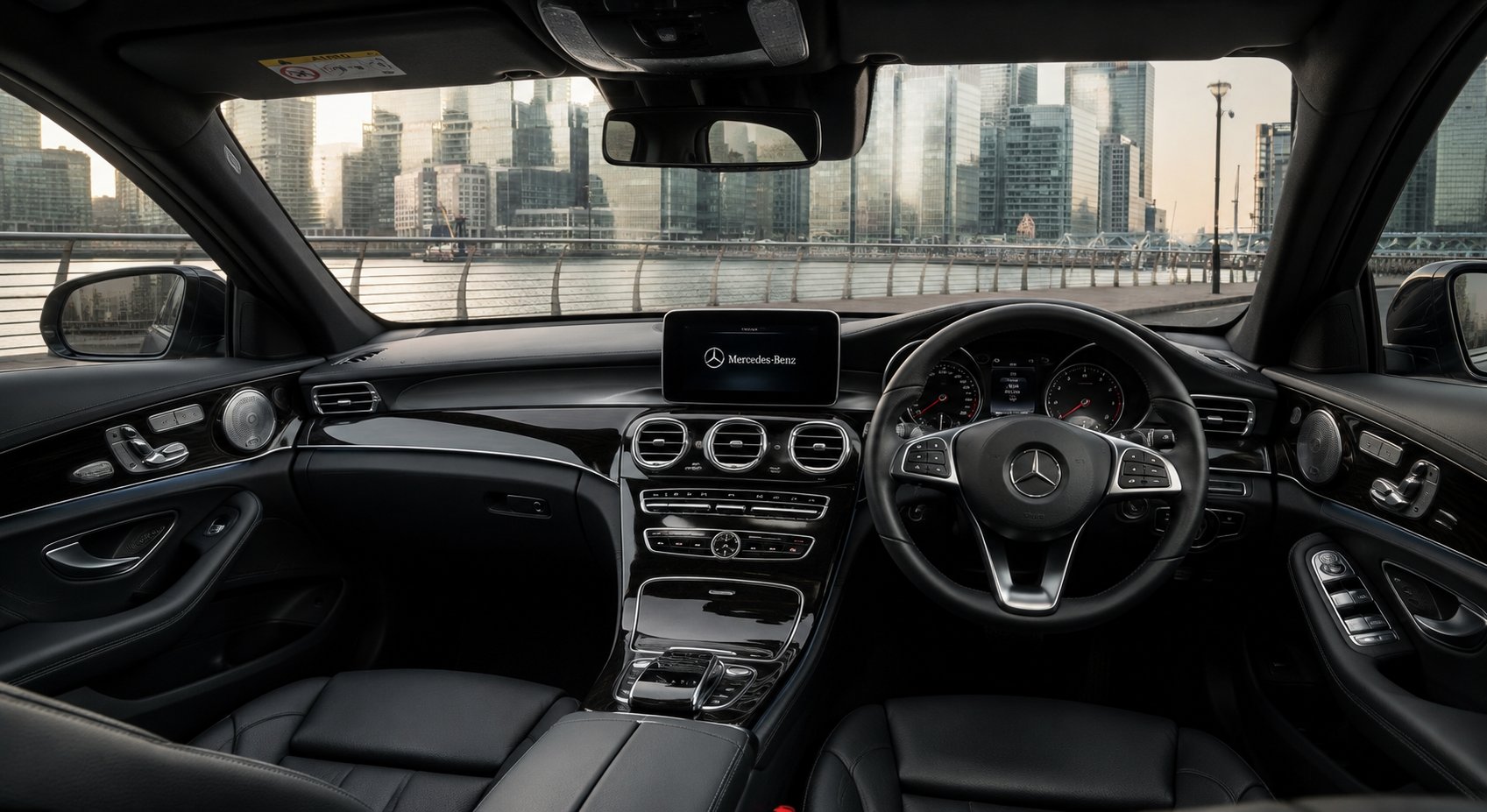 Luxury Mercedes chauffeur car interior for premium travel