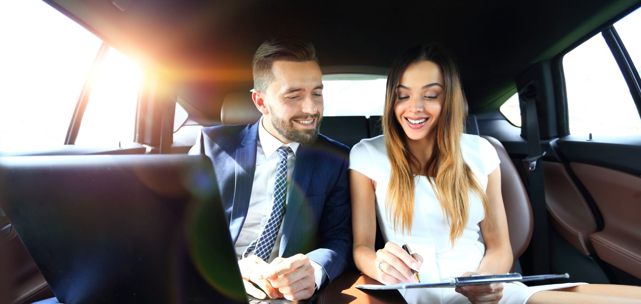 Luxury chauffeur vehicle interior for executive travel