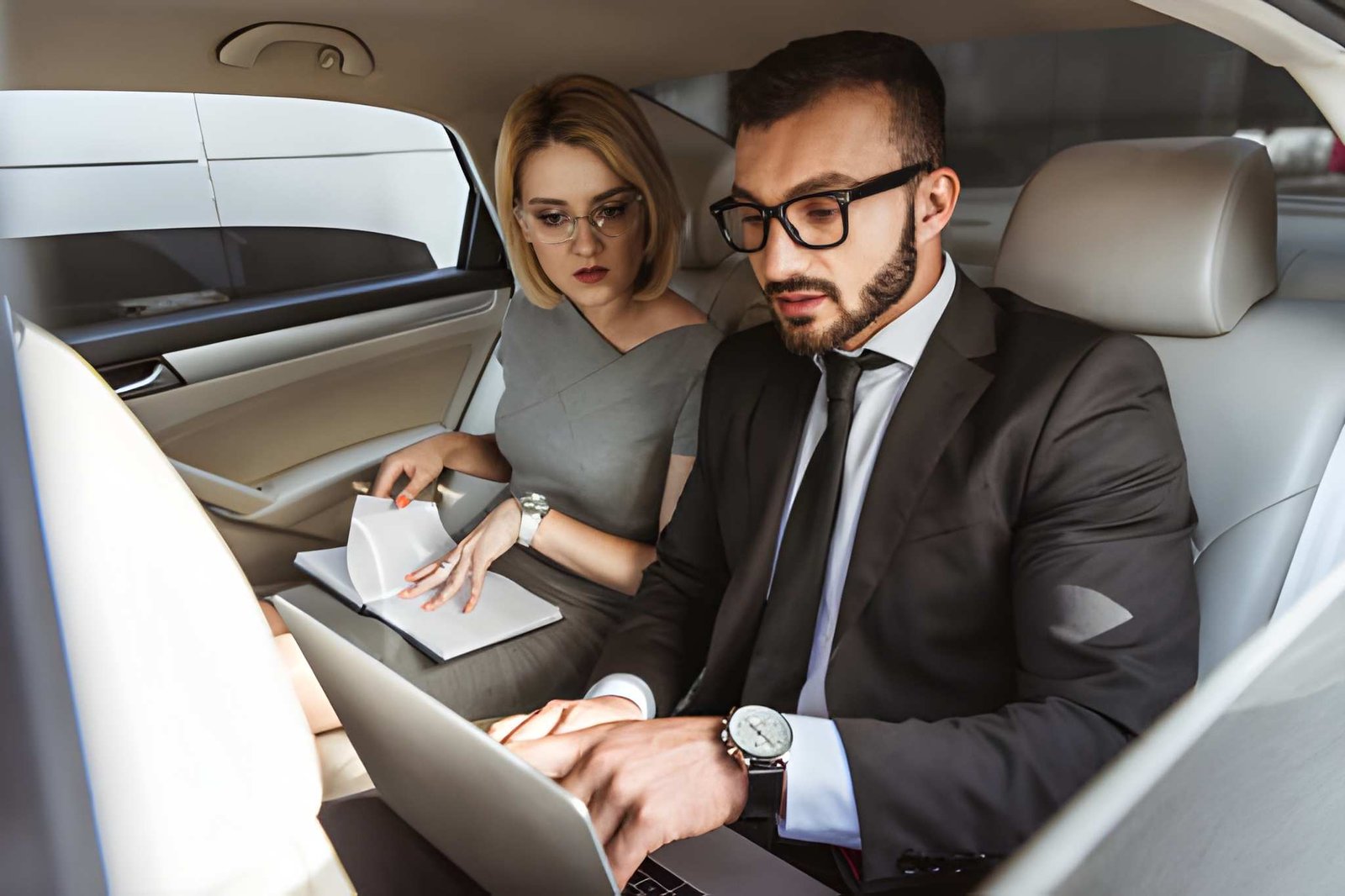 Luxury chauffeur vehicle interior for first class executive travel