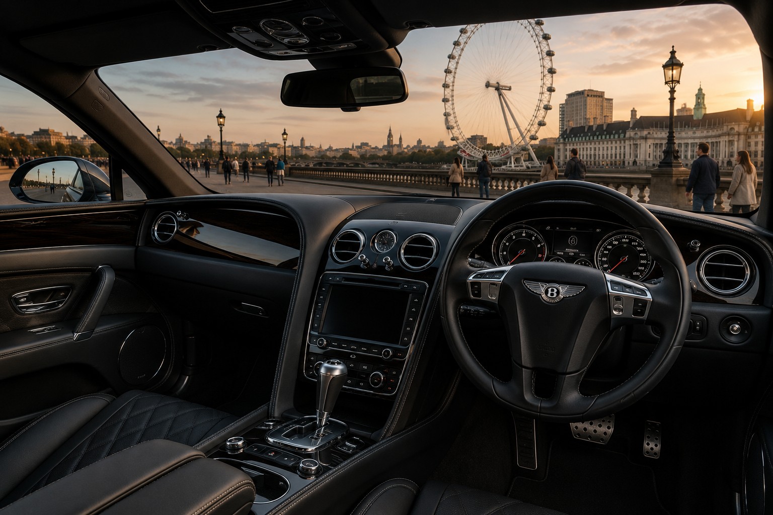 Luxury executive chauffeur vehicle interior in London