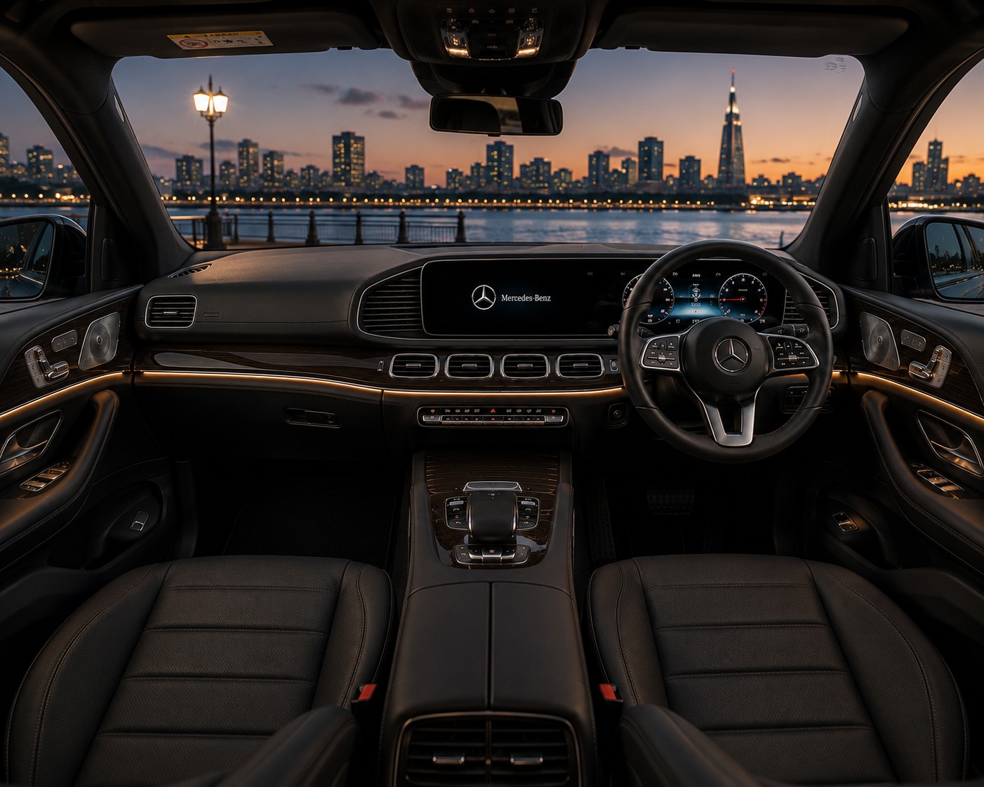 Luxury Mercedes interior for elite chauffeur travel service