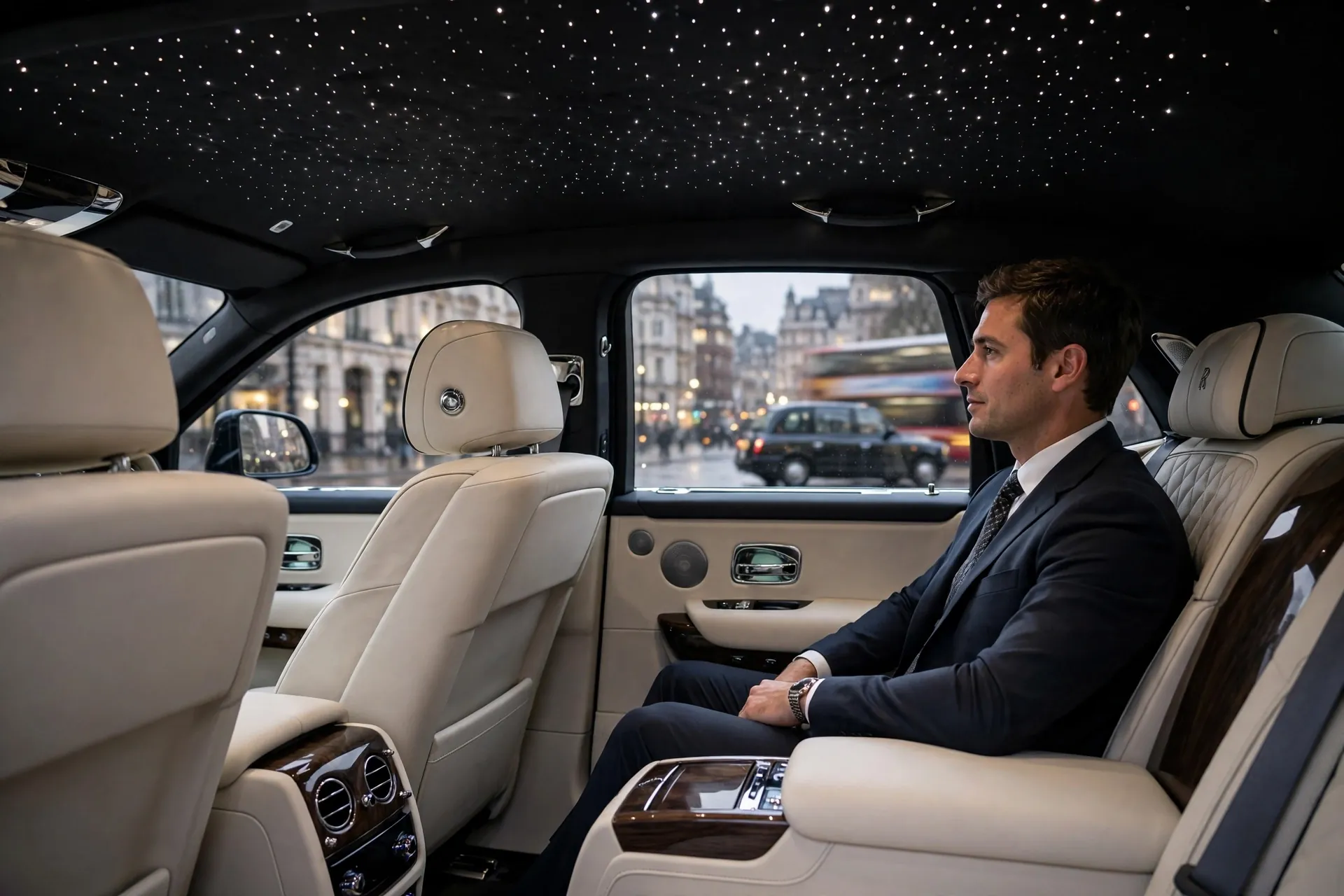 Luxury chauffeur hire in London vehicle interior