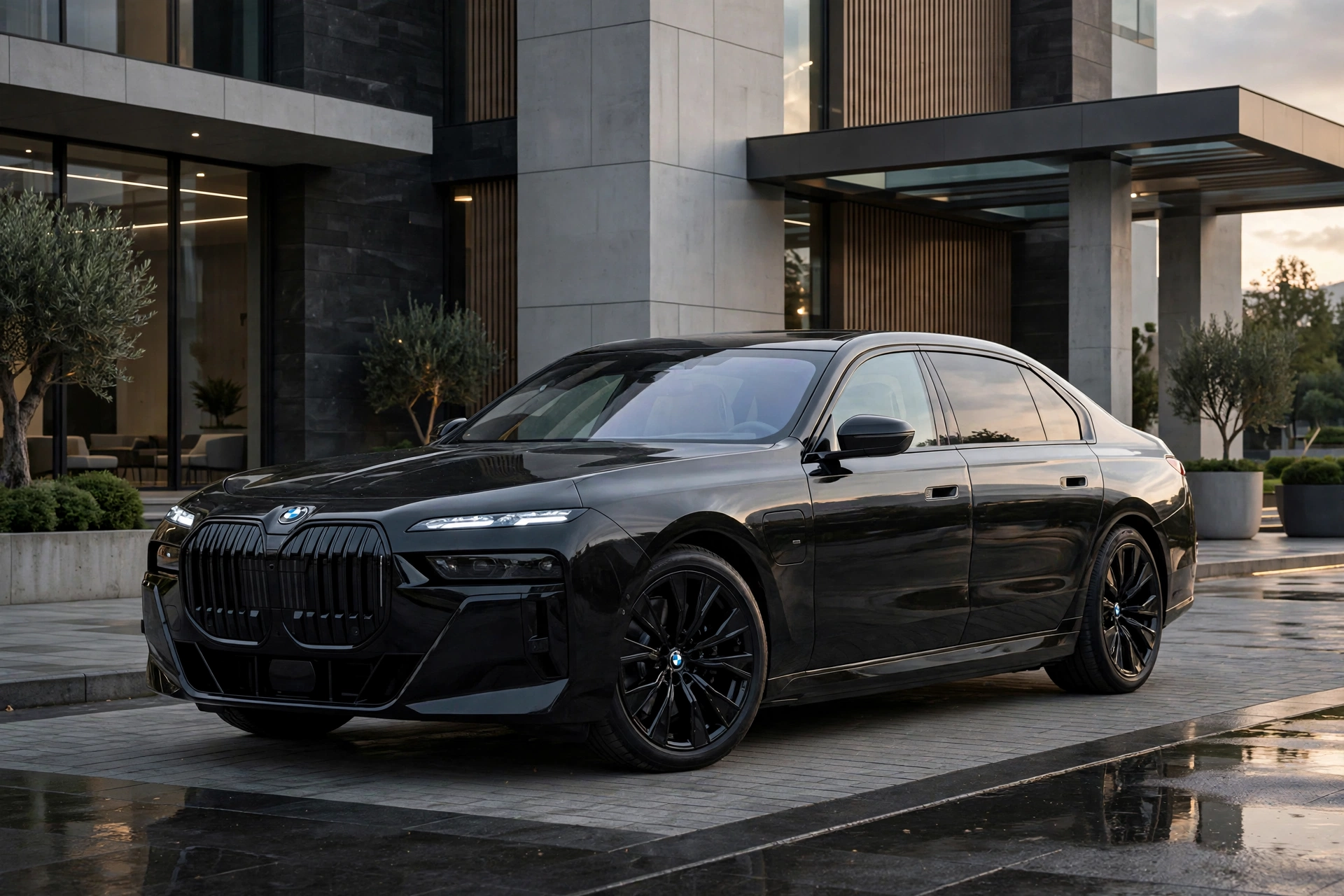 Black BMW 7 Series luxury chauffeur vehicle in London